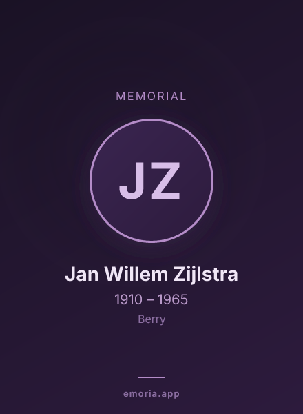 Memorial portrait of Jan Willem Zijlstra