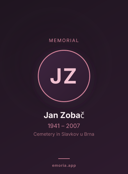Memorial portrait of Jan Zobač