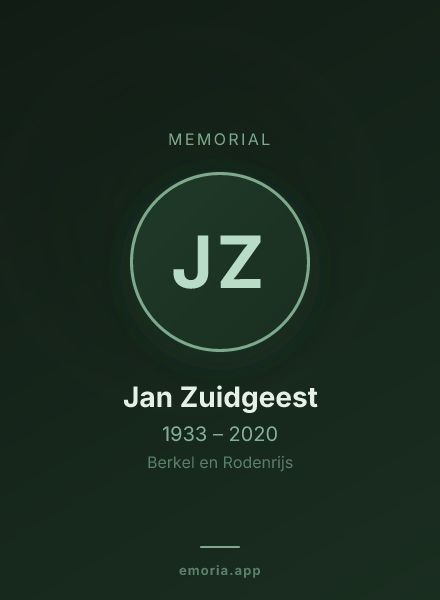 Memorial portrait of Jan Zuidgeest