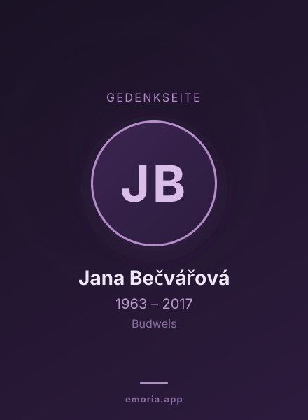 Gedenkportrait von Jana Bečvářová