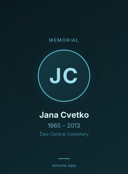 Memorial portrait of Jana Cvetko