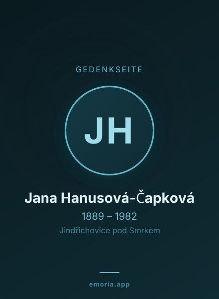 Gedenkportrait von Jana Hanusová-Čapková
