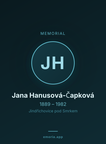 Memorial portrait of Jana Hanusová-Čapková