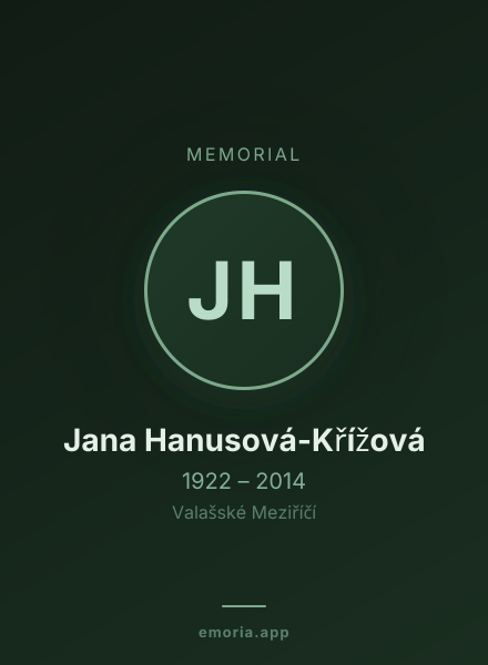 Memorial portrait of Jana Hanusová-Křížová
