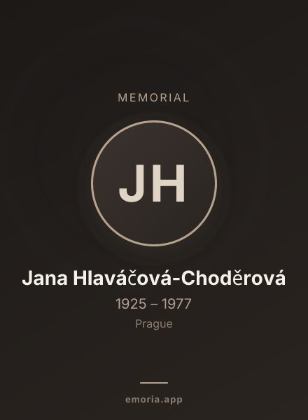 Memorial portrait of Jana Hlaváčová-Choděrová