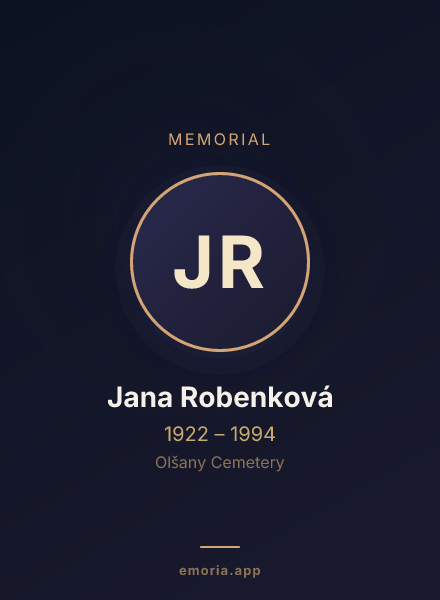 Memorial portrait of Jana Robenková