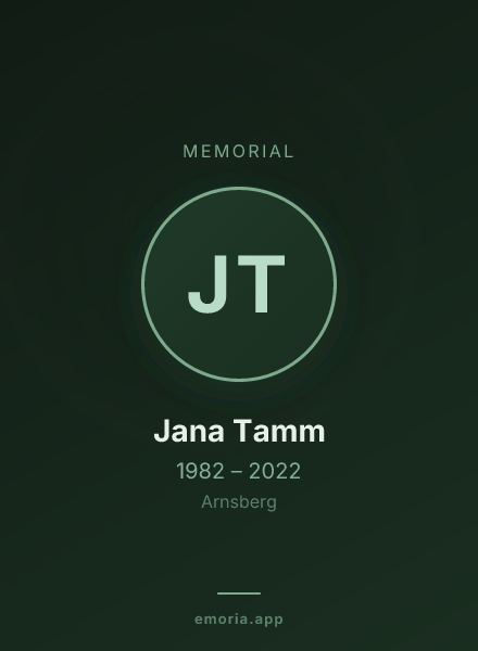 Memorial portrait of Jana Tamm