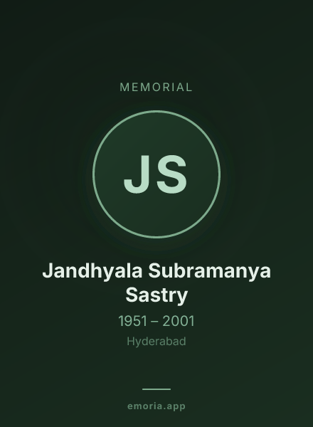 Memorial portrait of Jandhyala Subramanya Sastry