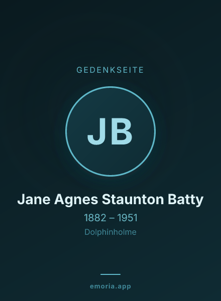 Gedenkportrait von Jane Agnes Staunton Batty