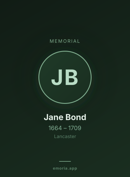 Memorial portrait of Jane Bond