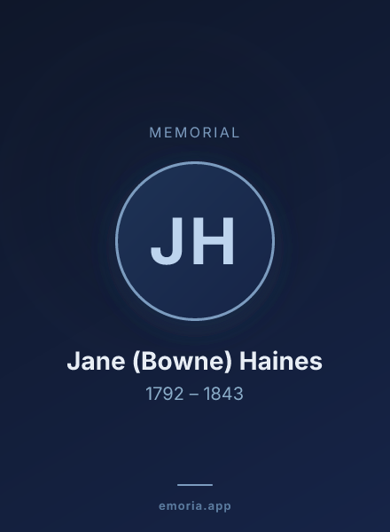 Memorial portrait of Jane (Bowne) Haines