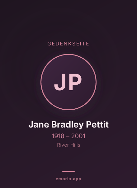 Gedenkportrait von Jane Bradley Pettit