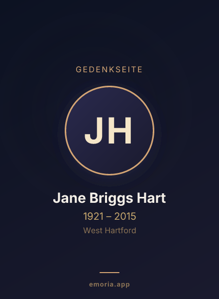 Gedenkportrait von Jane Briggs Hart