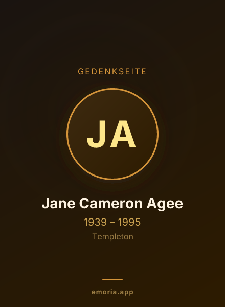 Gedenkportrait von Jane Cameron Agee