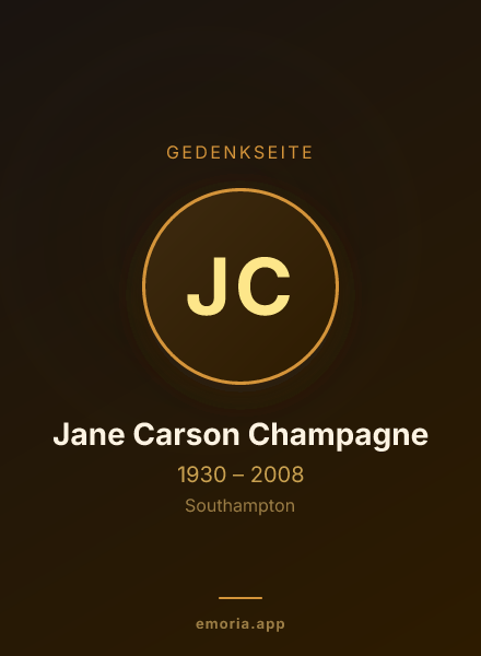 Gedenkportrait von Jane Carson Champagne