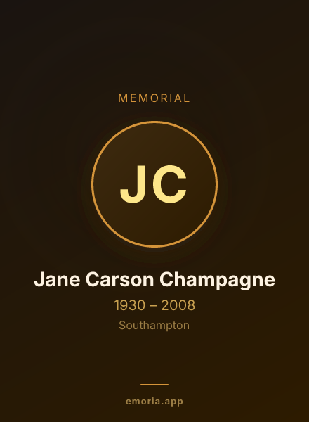 Memorial portrait of Jane Carson Champagne