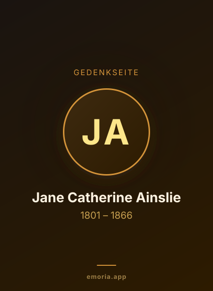 Gedenkportrait von Jane Catherine Ainslie