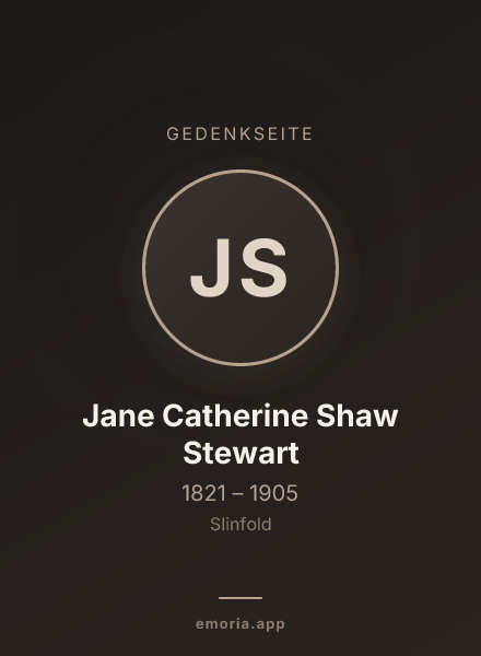 Gedenkportrait von Jane Catherine Shaw Stewart
