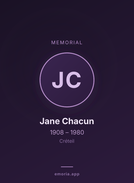 Memorial portrait of Jane Chacun