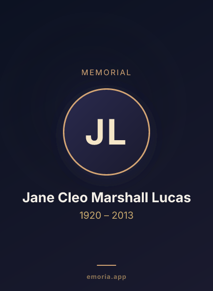 Memorial portrait of Jane Cleo Marshall Lucas