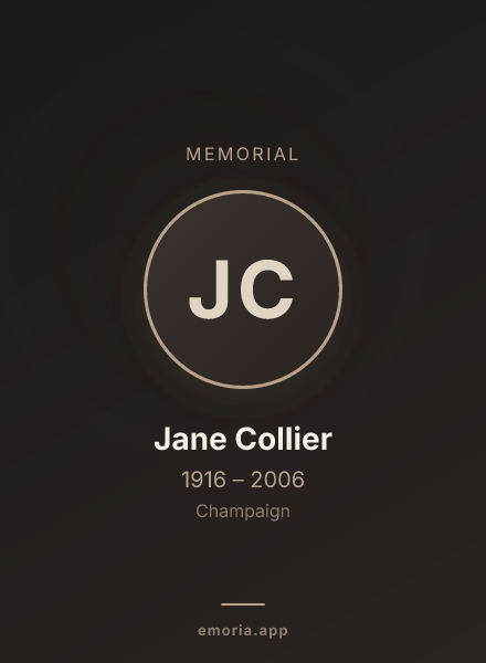Memorial portrait of Jane Collier
