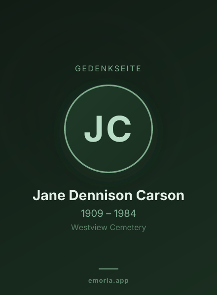 Gedenkportrait von Jane Dennison Carson