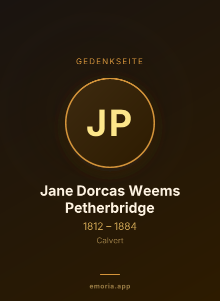 Gedenkportrait von Jane Dorcas Weems Petherbridge