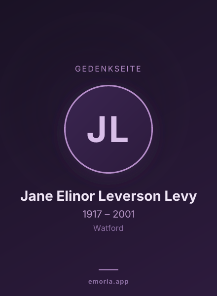 Gedenkportrait von Jane Elinor Leverson Levy