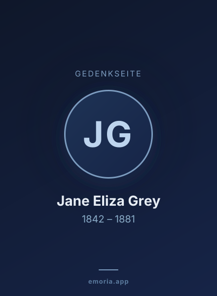 Gedenkportrait von Jane Eliza Grey