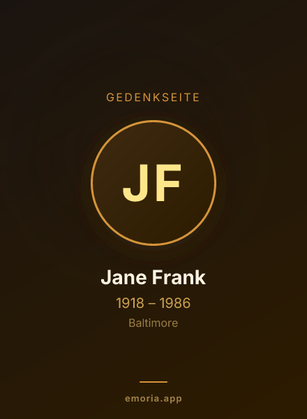 Gedenkportrait von Jane Frank
