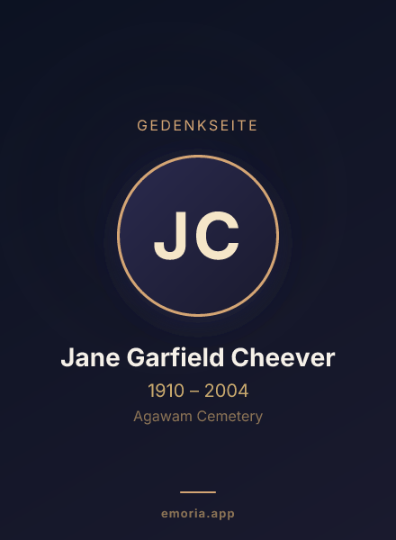 Gedenkportrait von Jane Garfield Cheever