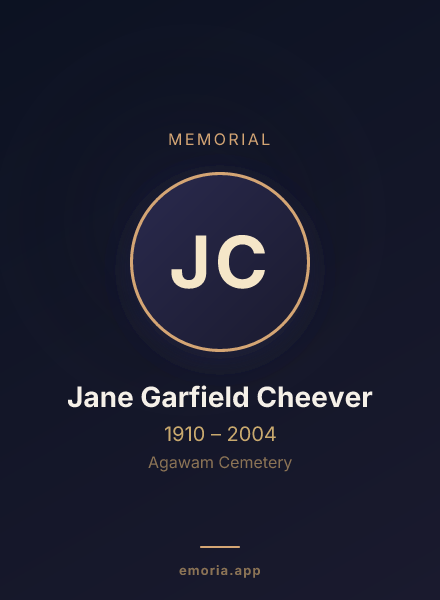 Memorial portrait of Jane Garfield Cheever