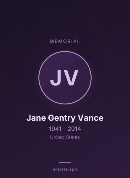 Memorial portrait of Jane Gentry Vance