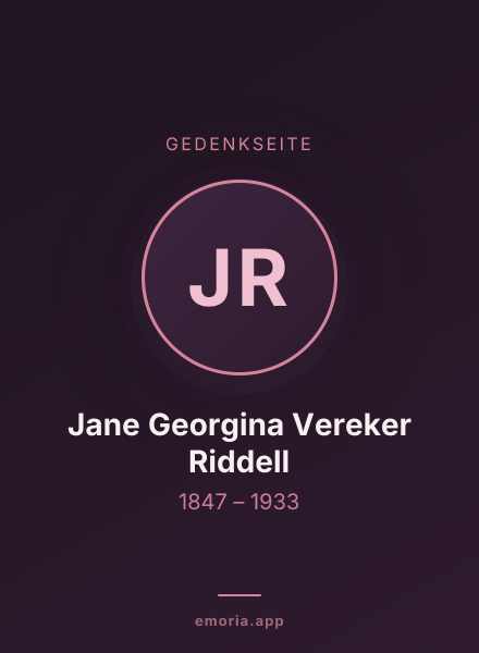 Gedenkportrait von Jane Georgina Vereker Riddell