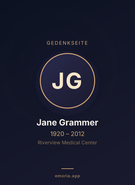 Gedenkportrait von Jane Grammer
