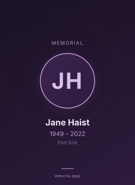 Memorial portrait of Jane Haist