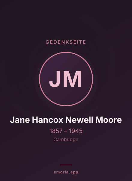 Gedenkportrait von Jane Hancox Newell Moore