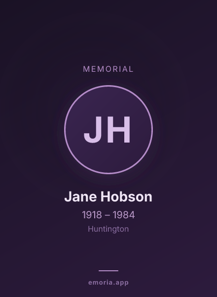 Memorial portrait of Jane Hobson