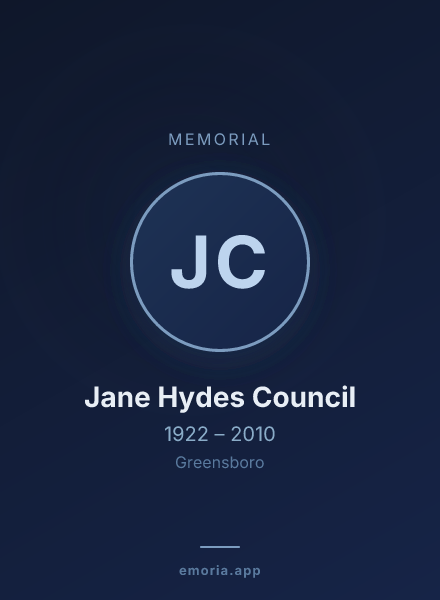 Memorial portrait of Jane Hydes Council