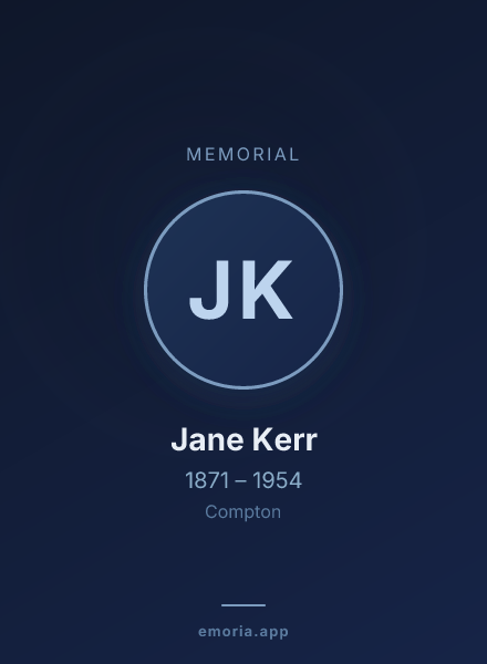Memorial portrait of Jane Kerr