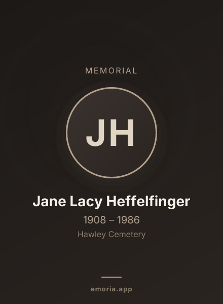 Memorial portrait of Jane Lacy Heffelfinger