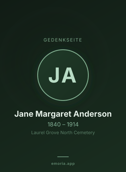 Gedenkportrait von Jane Margaret Anderson