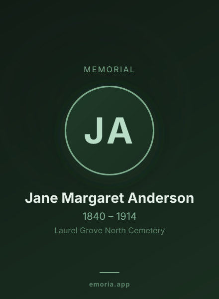 Memorial portrait of Jane Margaret Anderson