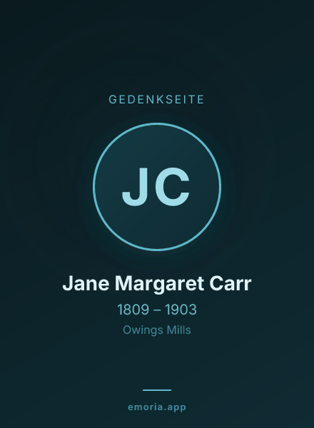 Gedenkportrait von Jane Margaret Carr