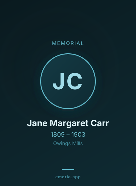 Memorial portrait of Jane Margaret Carr