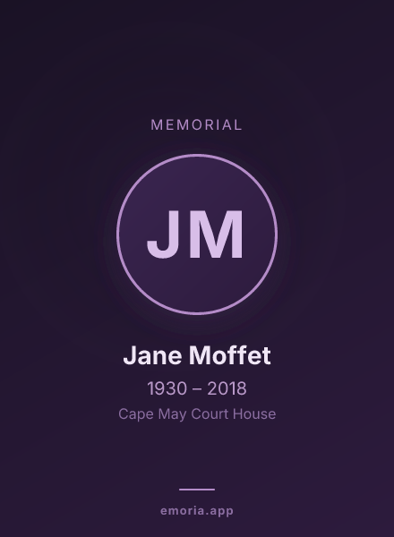 Memorial portrait of Jane Moffet