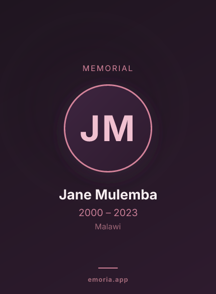 Memorial portrait of Jane Mulemba