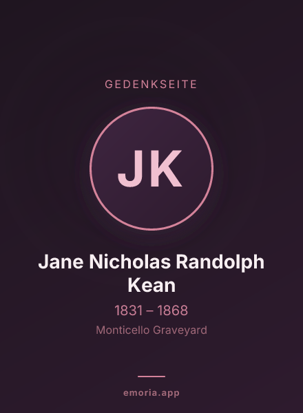 Gedenkportrait von Jane Nicholas Randolph Kean