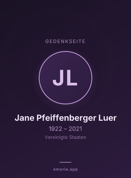Gedenkportrait von Jane Pfeiffenberger Luer