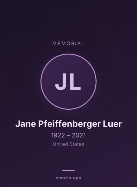 Memorial portrait of Jane Pfeiffenberger Luer